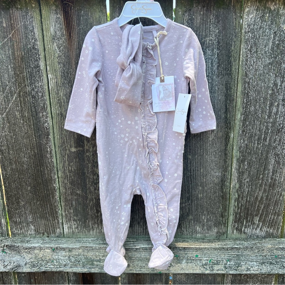 NWT Jessica Simpson Moondust Footie and Headband Set